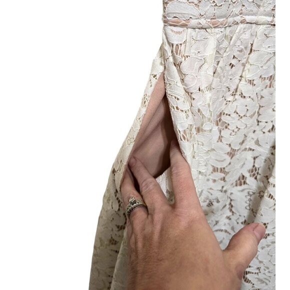 Lulu's Love Swept White Lace Midi Skater Dress With Pockets Sz S - Picture 4 of 10